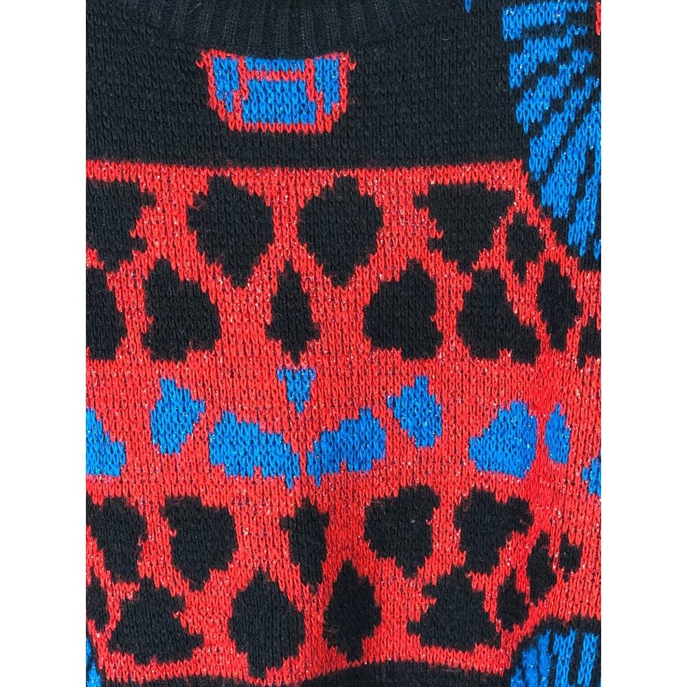 Vintage Lauren Knitwear Sweater Womens M 80s Red Blue Geometric Egyptian USA Shi - Picture 3 of 10